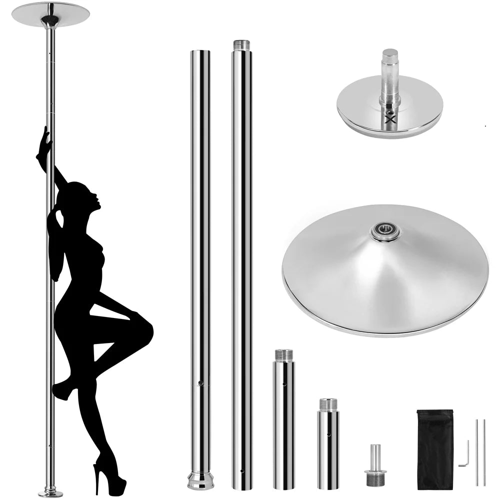 45Mm Height Adjustable Portable Removable Dance Pole, Silver